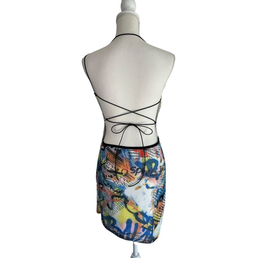 superdown Merson Strappy Mini Dress in Black Multi Medium New Womens - Picture 6 of 9